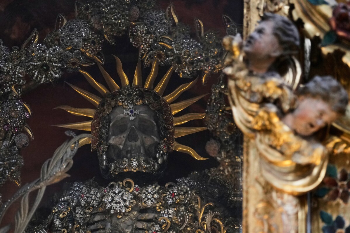 Elaborately decorated skeletons in Catholic churches across Bavaria take some visitors by surprise