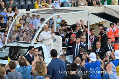 Pope in Barcelona talks mental health, violence against women