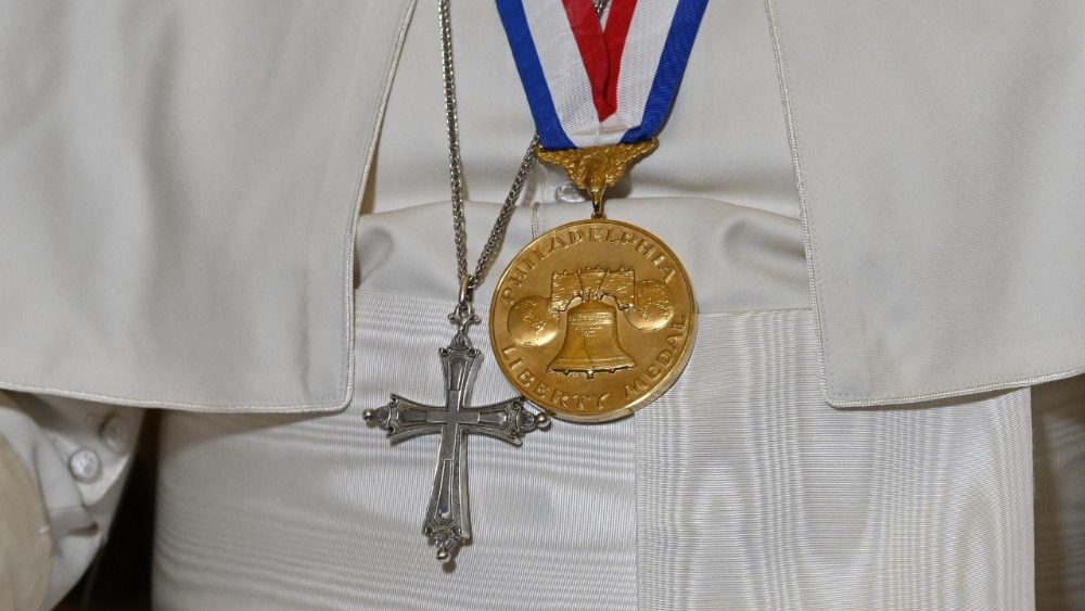 Pope Leo receives U.S. Liberty Medal